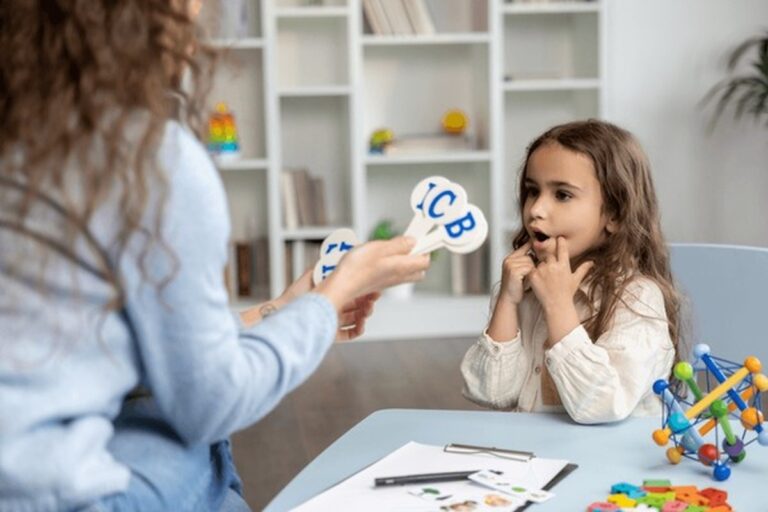 Child receiving early speech therapy in Dubai with a certified speech-language therapist